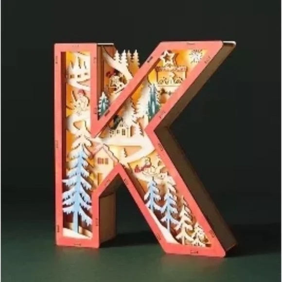 NWT Anthropologie Wonderland Christmas Scene Letter K - Picture 1 of 2